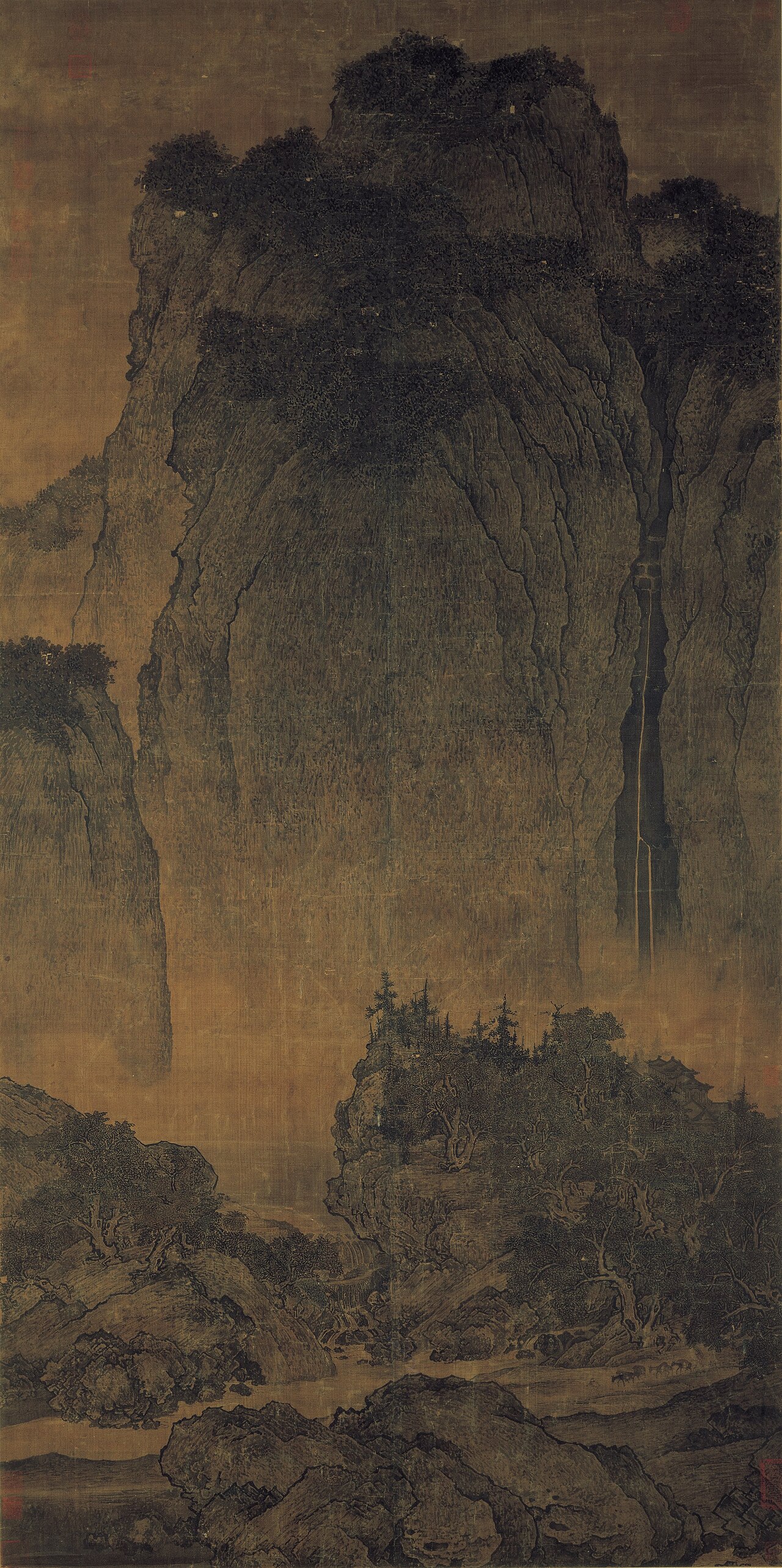 范宽《溪山行旅图》山体局部
